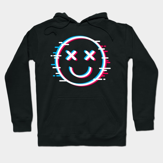 Glitch Face Dead Happy Hoodie by machmigo